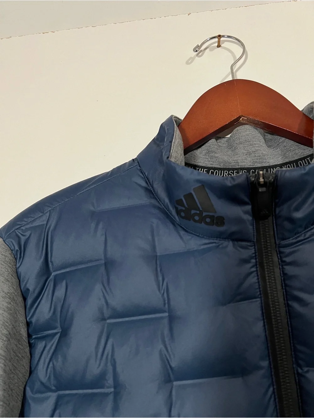 Adidas Frostguard Insulated Golf Jacket Quilted Blue/Gray Size Large Rhodes LV